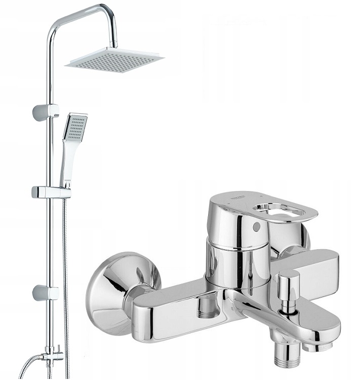Grohe BAULOOP jednopáková vaňová batéria nástenná, chróm + Kuchinox Hiro sprchový set